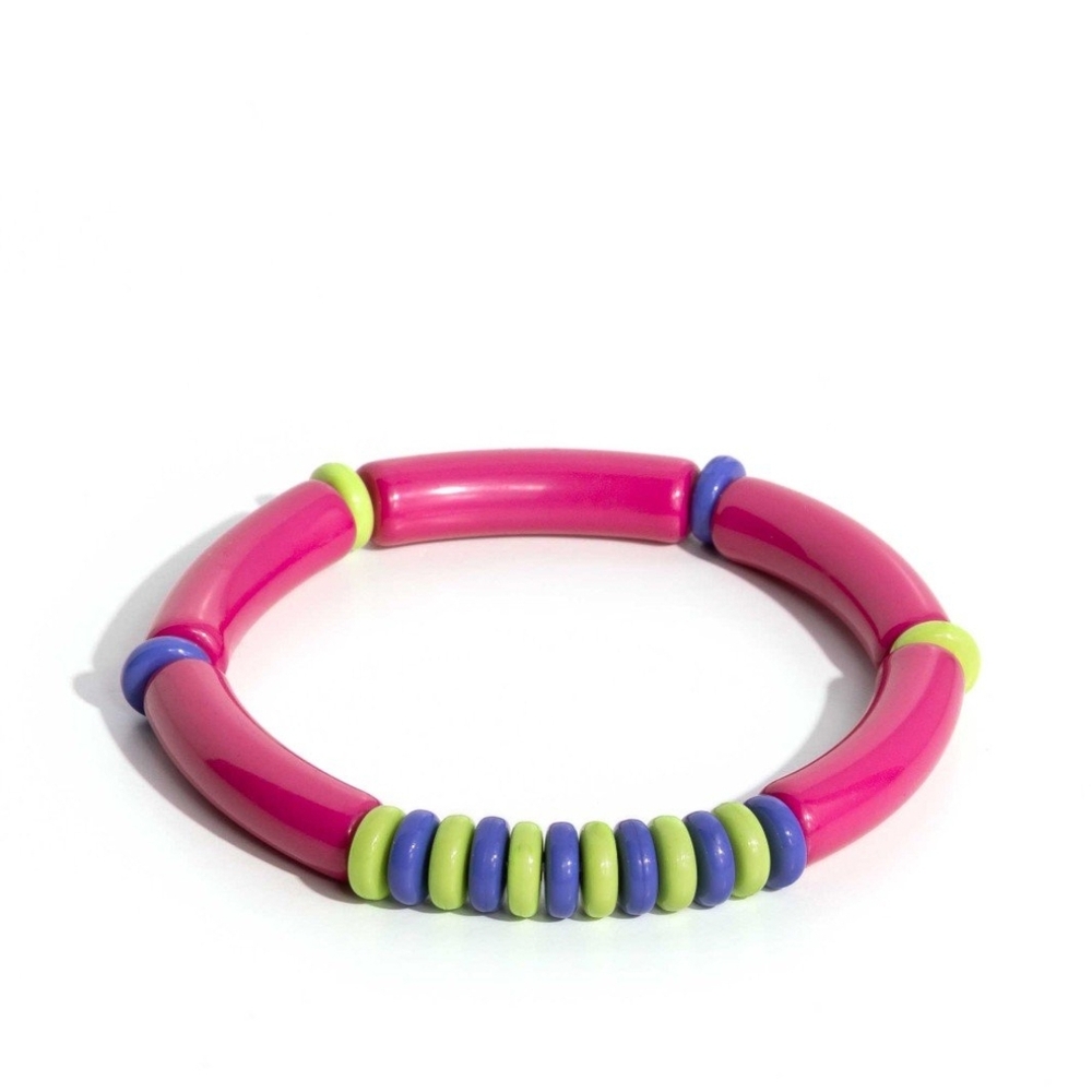 Paparazzi Pink and Green Bracelet Poppin Pattern Multi-colored Jewelry